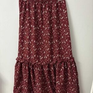 SHEIN Red Maxi Bubble Skirt with Ruffled Tiers